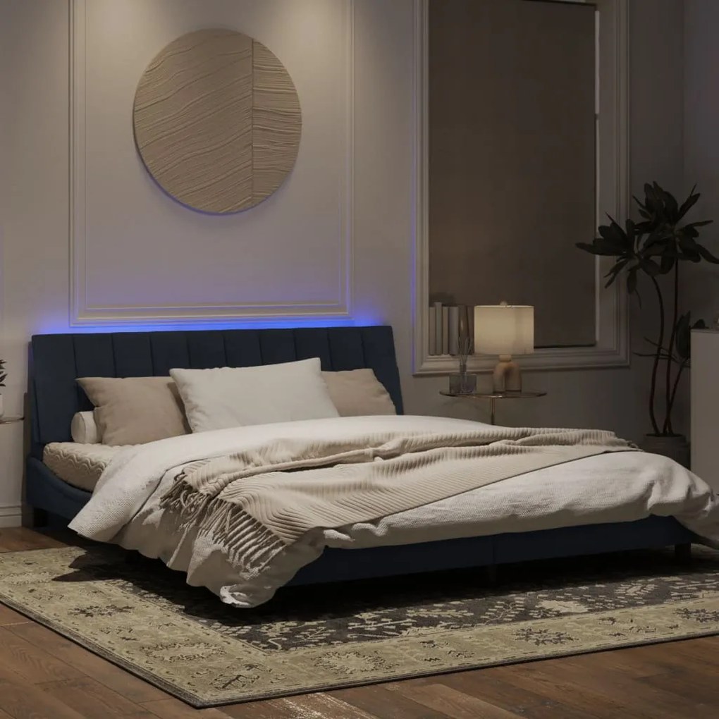 Estrutura de cama c/ luzes LED 180x200cm veludo cinzento-escuro