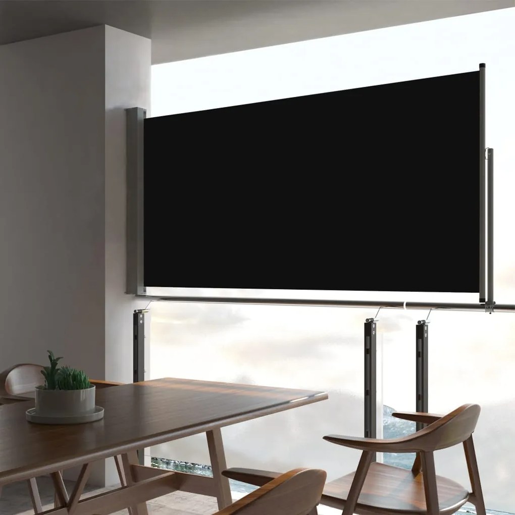 vidaXL Toldo lateral retrátil para pátio 80x300 cm preto