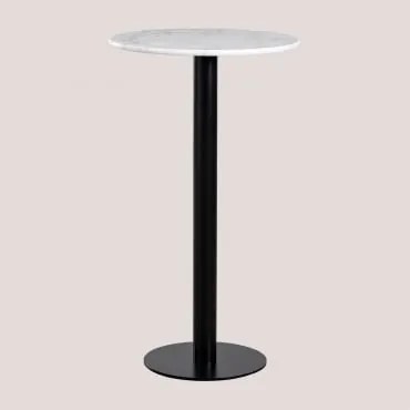 Mesa Alta De Bar Redonda Em Mármore (ø60 Cm) Rocher Branco & Preto - Sklum