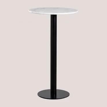 Mesa Alta De Bar Redonda Ø60 Cm Em Mármore Rocher Mármore Branco & Preto - Sklum