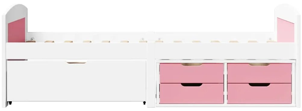 Sofá-cama com 5 gavetas sem colchão 90x200 cm IRUN branco&rosa