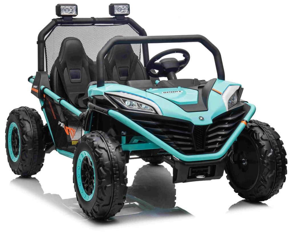 Carro elétrico para Crianças 24V 2 Lugares Buggy FASTER Rodas de EVA, Assento de couro Verde