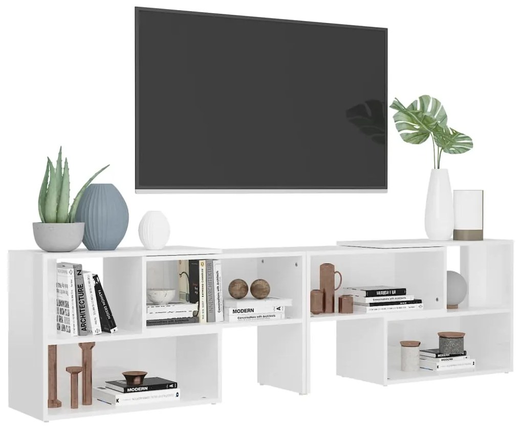 Móvel de TV 149x30x52 cm derivados de madeira branco brilhante