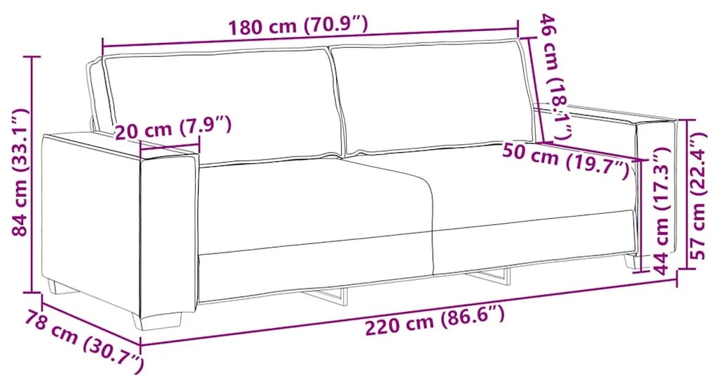 Sofá de 3 lugares cinza nuvem 180 cm tecido