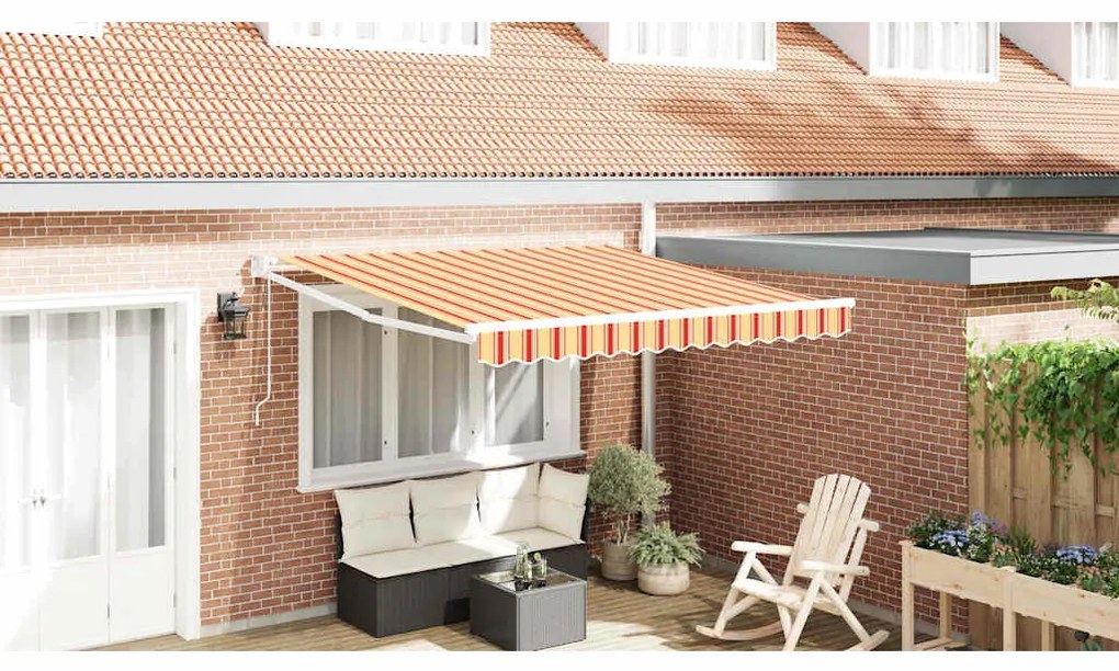 vidaXL Toldo retrátil automático amarelo e laranja 300 x 250 cm