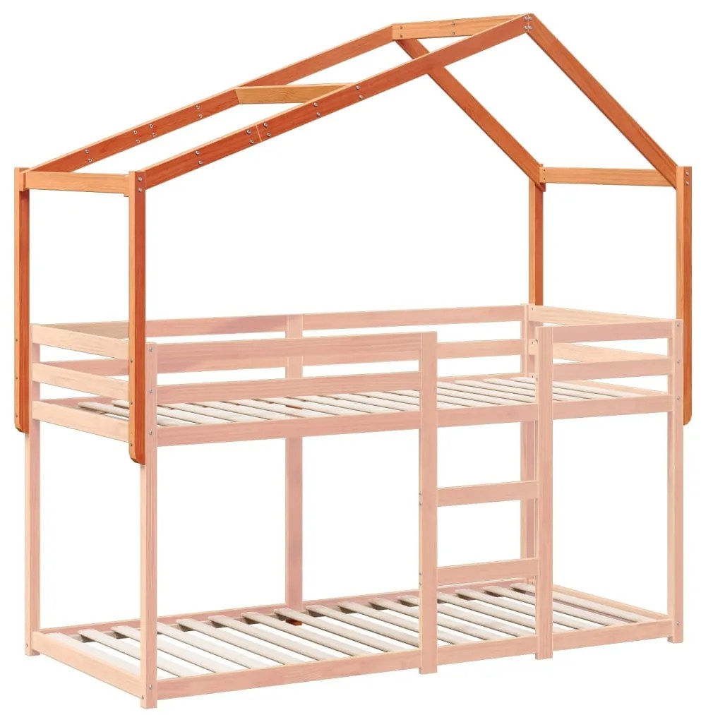 Telhado cama infantil 203x80,5x142 cm pinho maciço castanho-mel