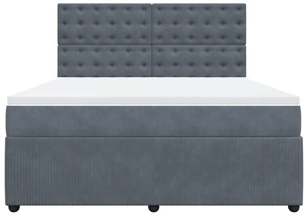 Cama com molas/colchão 180x200 cm veludo cinzento-escuro