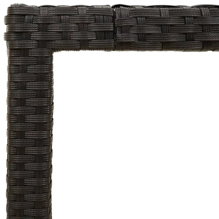 Mesa de jardim com tampo de madeira de acácia vime PE preto