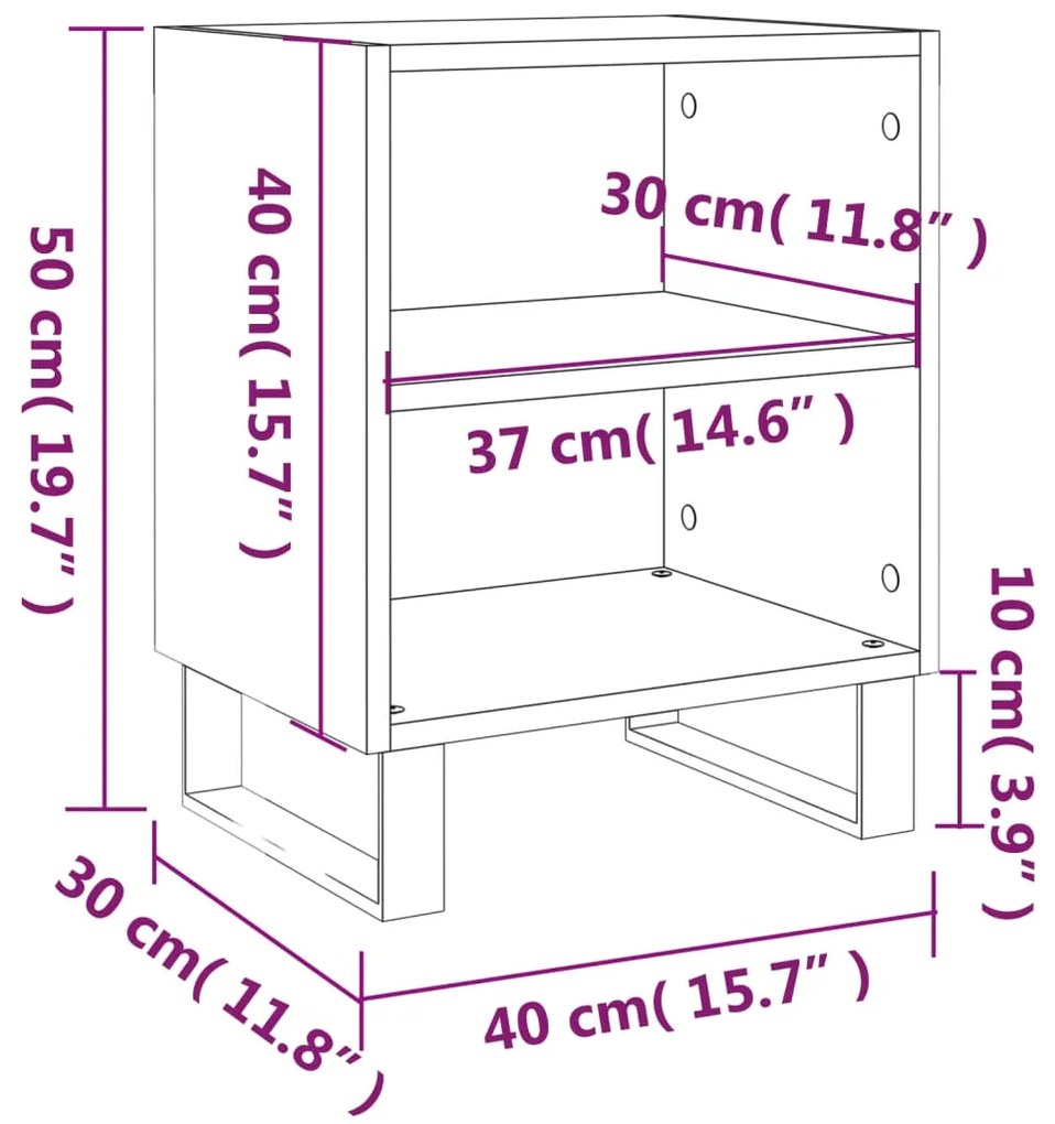 Mesa de cabeceira 40x30x50 cm derivados de madeira branco