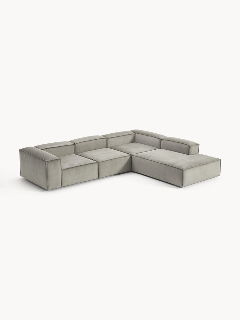 Sofá de canto modular em bombazina Lennon (4 lugares)
