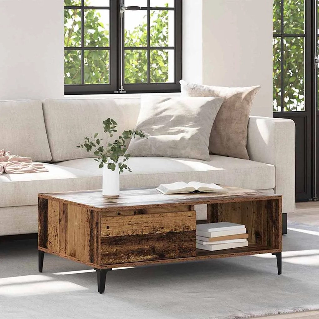 Mesa de centro com prateleira com armazenamento com porta Madeira anti