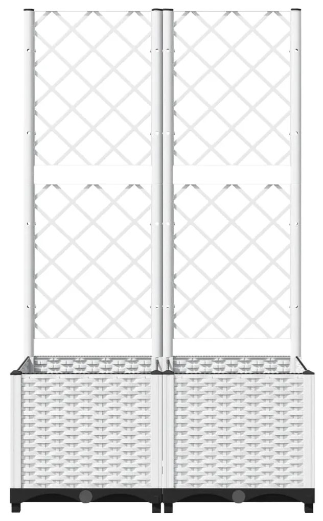 Vaso/floreira jardim c/ treliça 80x40x136 cm PP branco