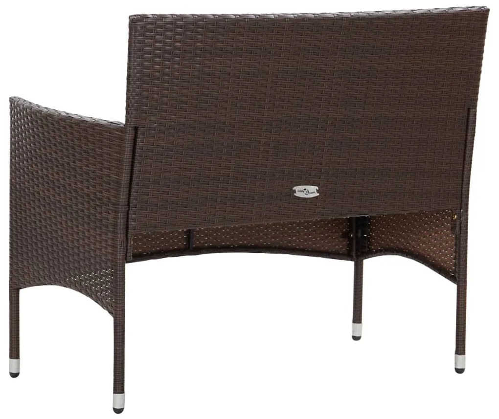4 pcs conjunto lounge jardim c/ almofadões vime PE castanho