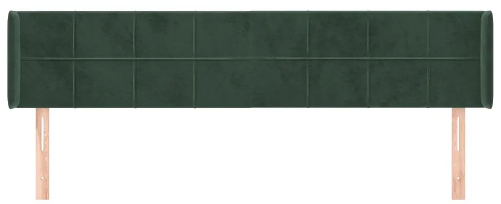 Cabeceira de cama c/ abas veludo 163x16x78/88cm verde-escuro