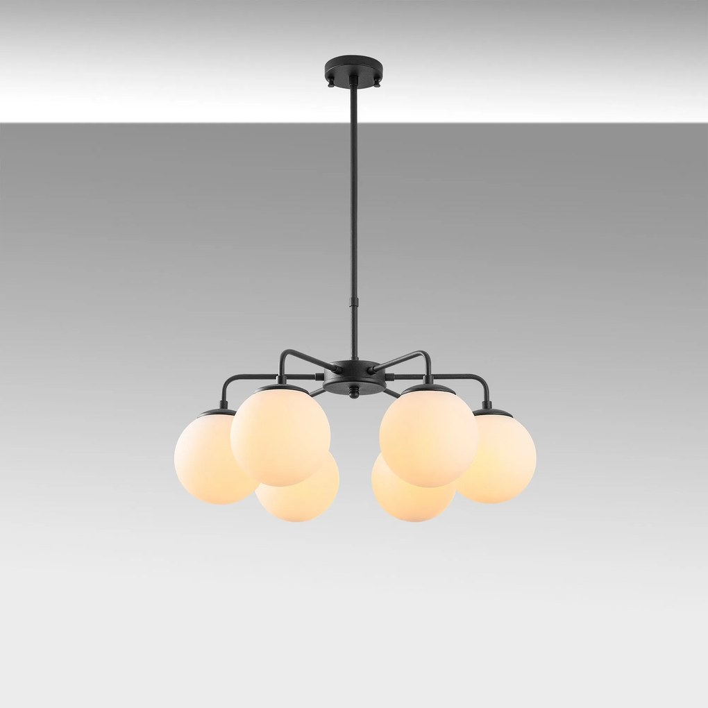 Chandelier Viran – Preto e Branco – 56 x 56 x 43 cm