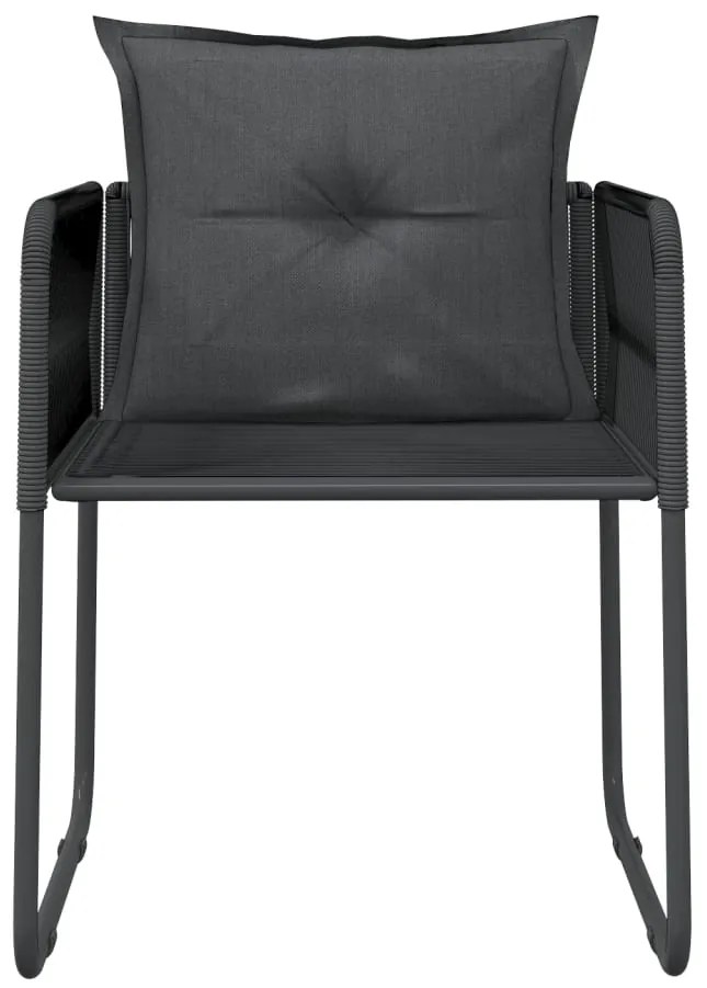 3 pcs conjunto de jantar para jardim preto