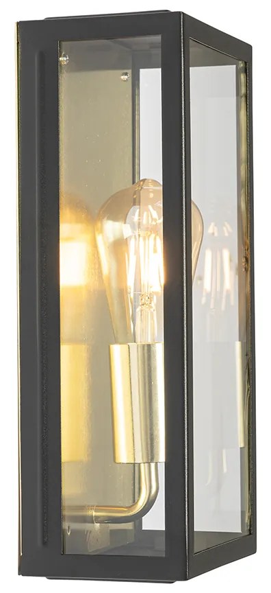 Luminária de parede exterior industrial preto com dourado IP44 - Rotterdam Industrial