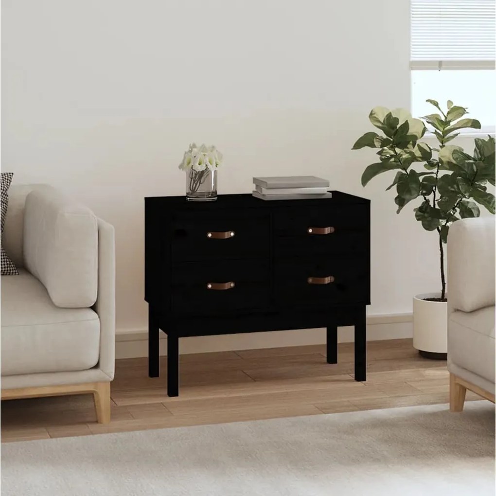 Mesa consola 90x40x78 cm madeira de pinho maciça preto
