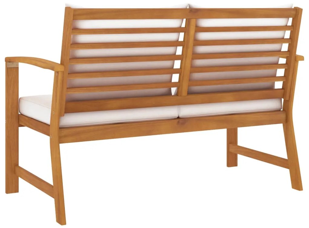 Banco jardim 120 cm com almofadão cor creme acácia maciça