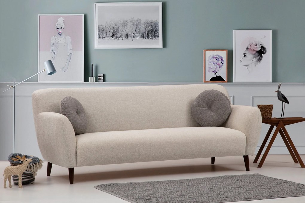 Sofá de 3 Lugares Enna – Bege – 220x87x87 cm