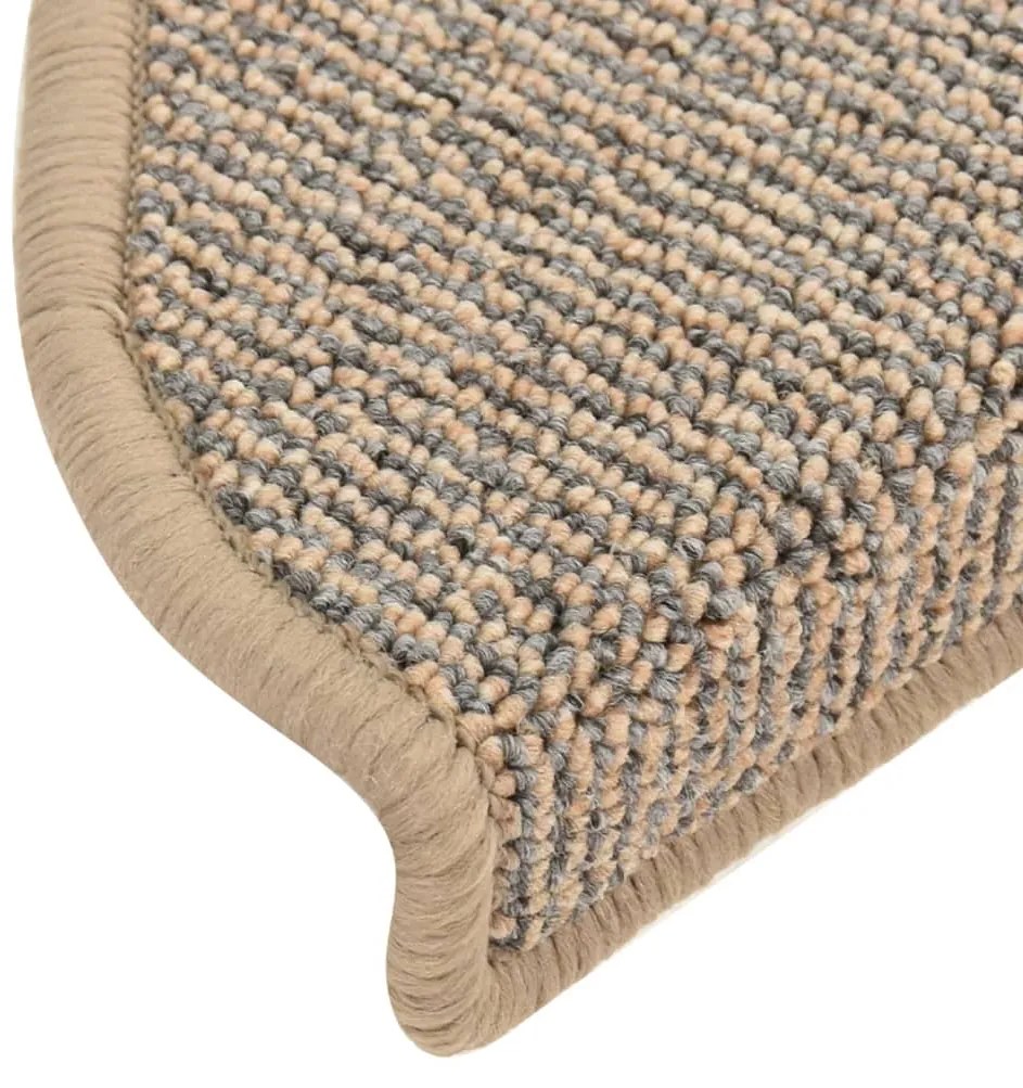 Tapete/carpete para degraus 15 pcs 65x21x4 cm cinzento/castanho