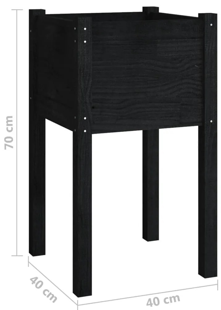 Vasos/floreiras de jardim 2 pcs 40x40x70 cm pinho maciço preto