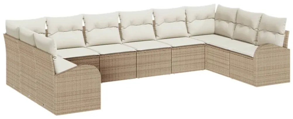Conjunto de Sofás de Jardim com 10 Peças e Almofadas - Rattan Poliéste
