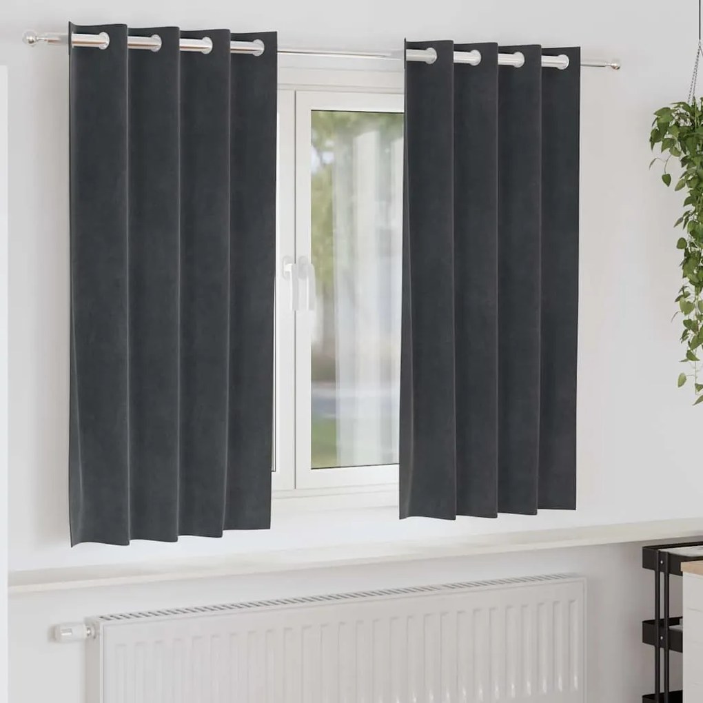 vidaXL Cortinas opacas 2 pcs Cinzento-claro 140 x 175 cm Veludo