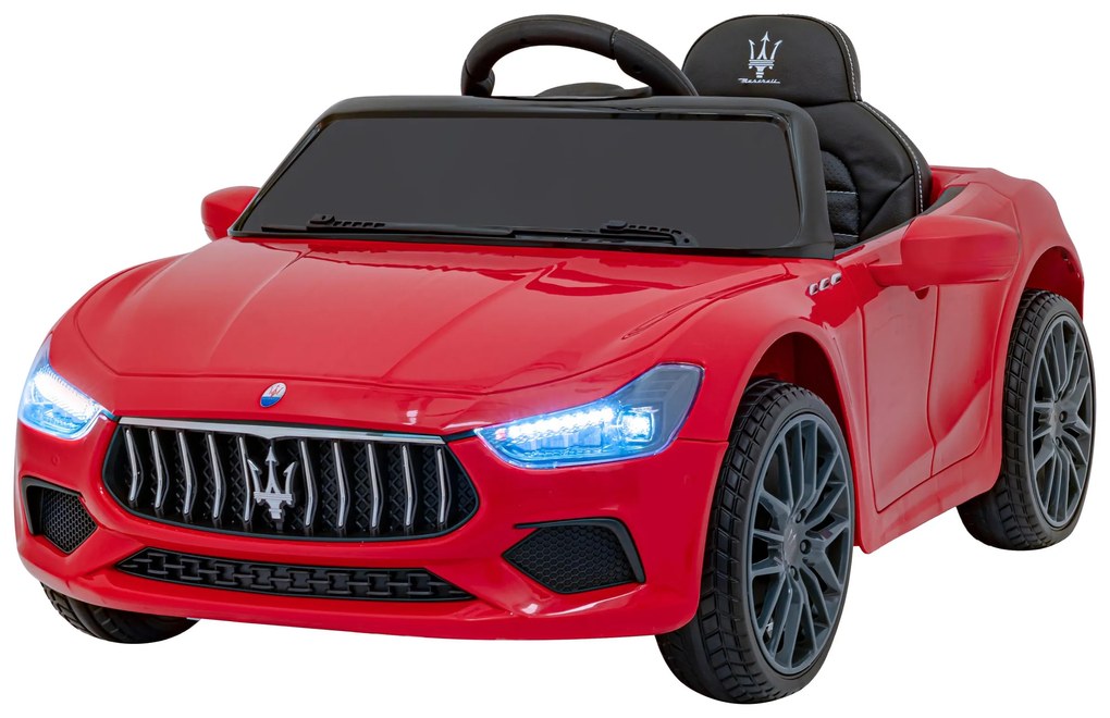 Carro elétrico para Crianças 12V Maserati Ghibli Rodas de EVA, Assento de couro Vermelho