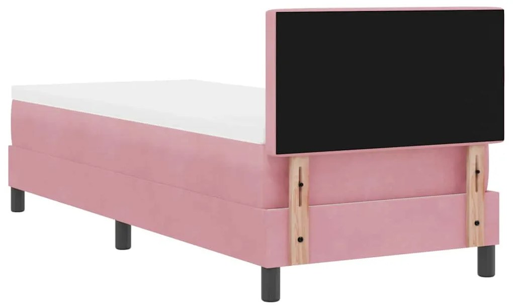 Cama Box Spring vidaXL com Colchão Rosa 80x200 cm Veludo