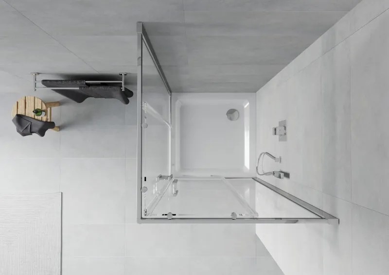 Mexen Rio cabine de duche quadrada 90 x 90 cm, transparente, cromado + base de duche Flat, branco - 860-090-090-01-00-4010