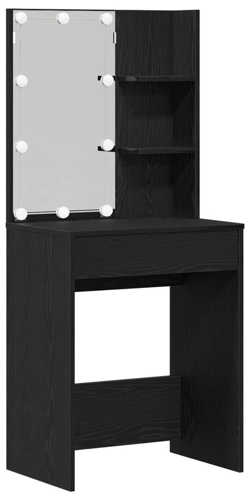 Mesa de Maquilhagem LED vidaXL em Carvalho Preto, 60x40x140 cm, Feita