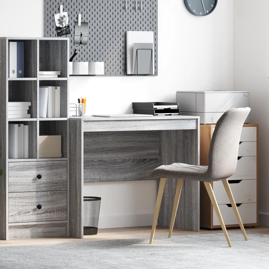 vidaXL Secretária Cinza Cinza sonoma Madeira laminada 90 x 50 x 76 cm