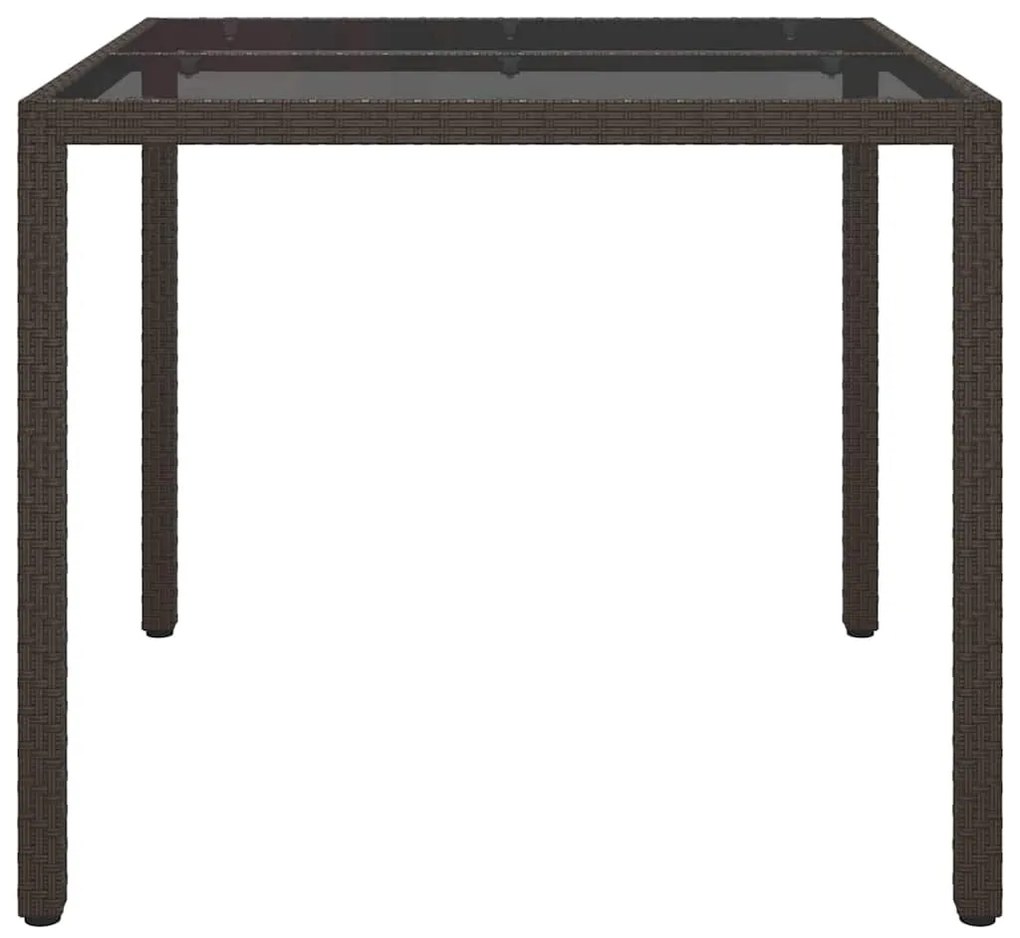 Mesa de Jantar de Jardim Castanho 90x90x75 cm Vime de PE