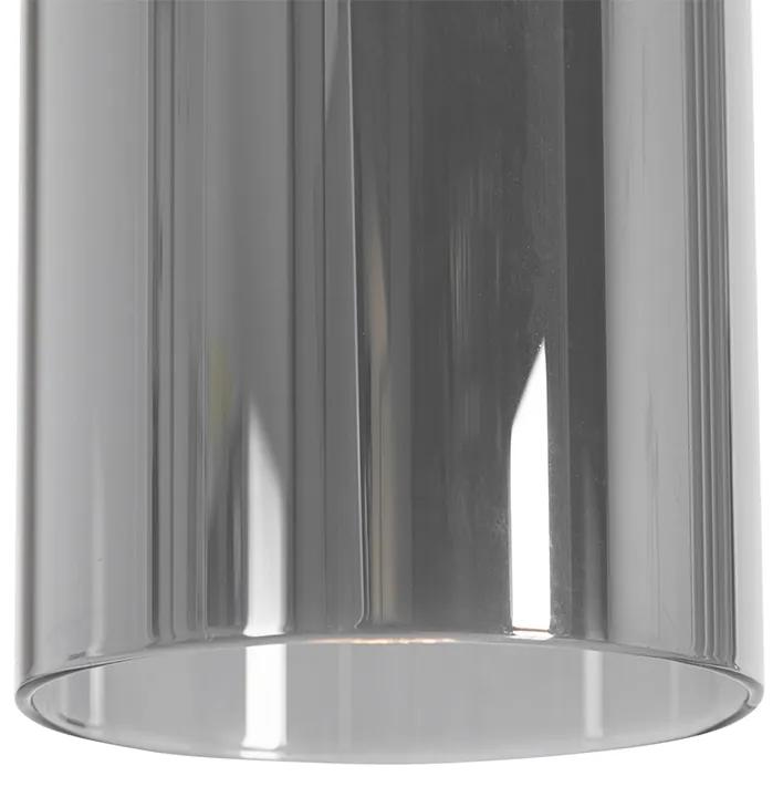 Candeeiro suspenso moderno preto com vidro fumê 5 luzes - Stavelot Moderno