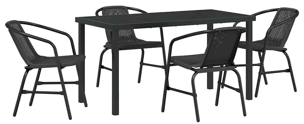 Conjunto de Jantar para Jardim com 5 Peças em Rattan Sintético Preto
