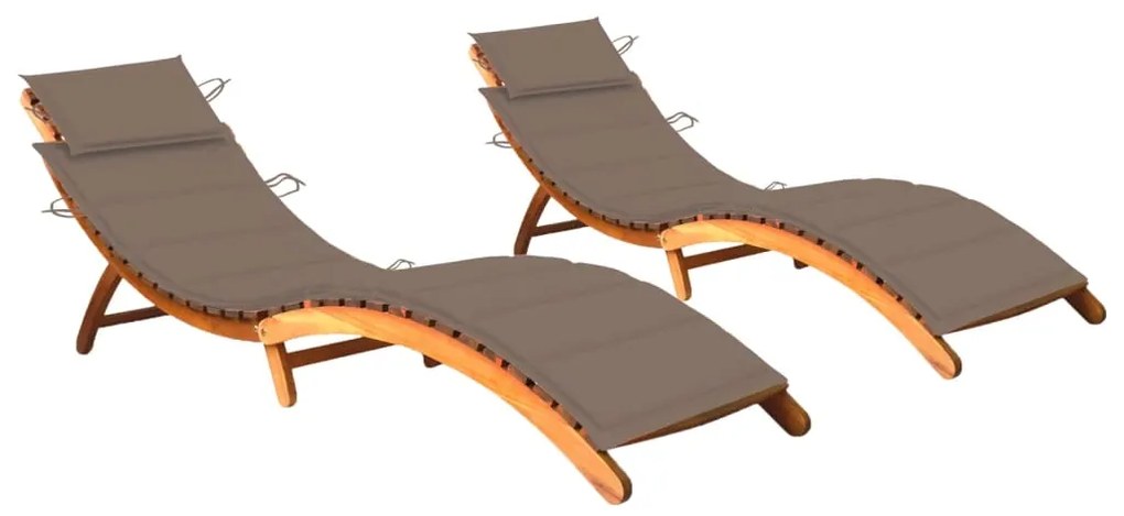 vidaXL Espreguiçadeiras com almofadões 2 pcs madeira de acácia maciça
