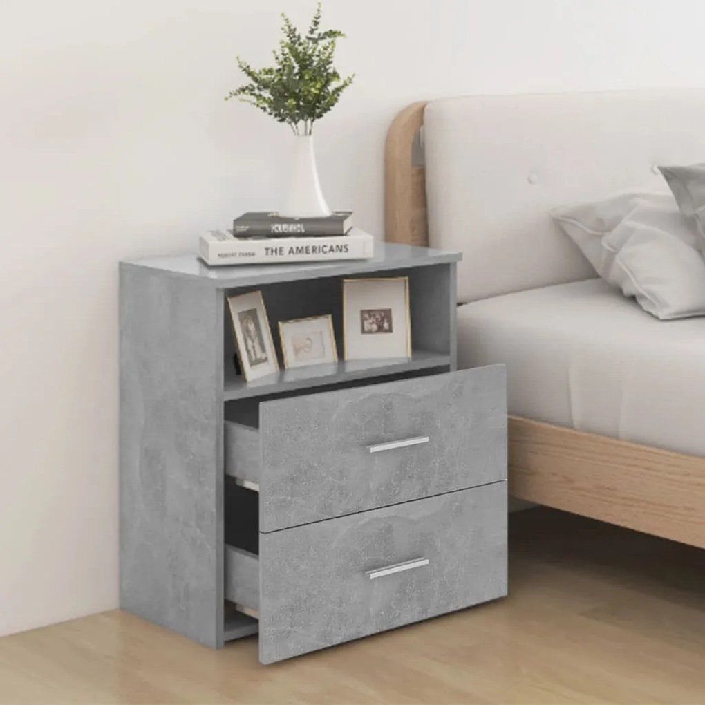 Mesas de cabeceira 2 pcs 50x32x60 cm cinzento-cimento
