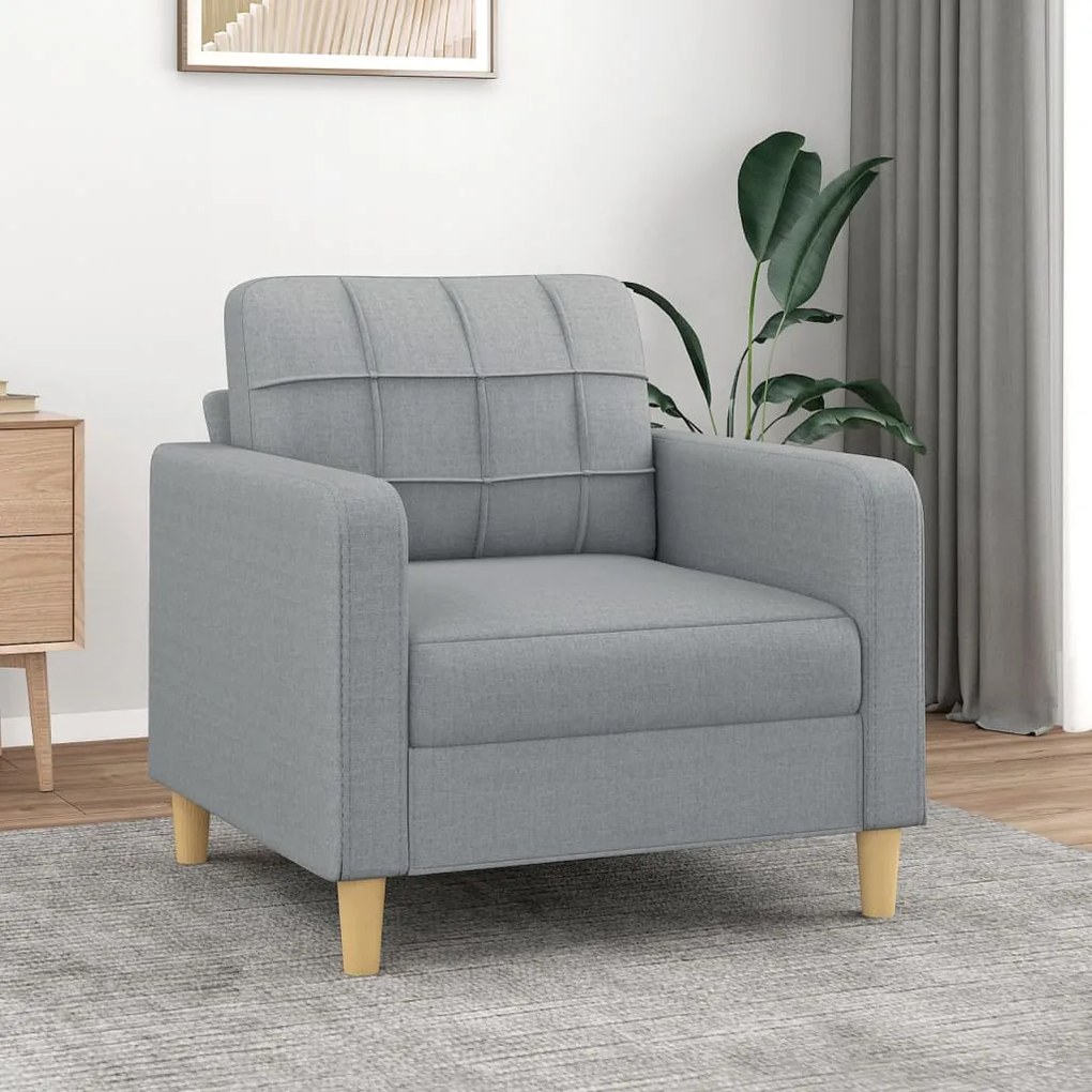 359075 vidaXL Poltrona tecido 60 cm cinzento-claro