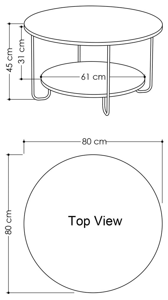 Mesa de Centro CorroCoffeeTable – Branco – 80x45x80 cm