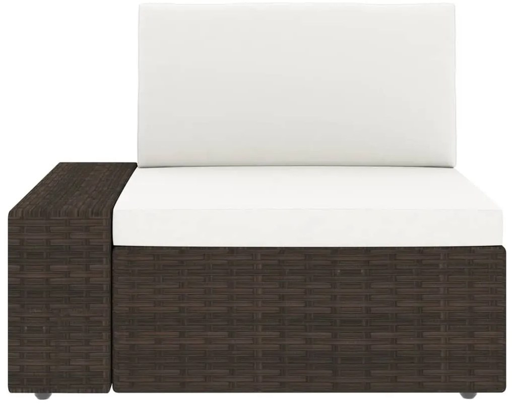 11 pcs conjunto lounge p/ jardim c/ almofadões vime PE castanho