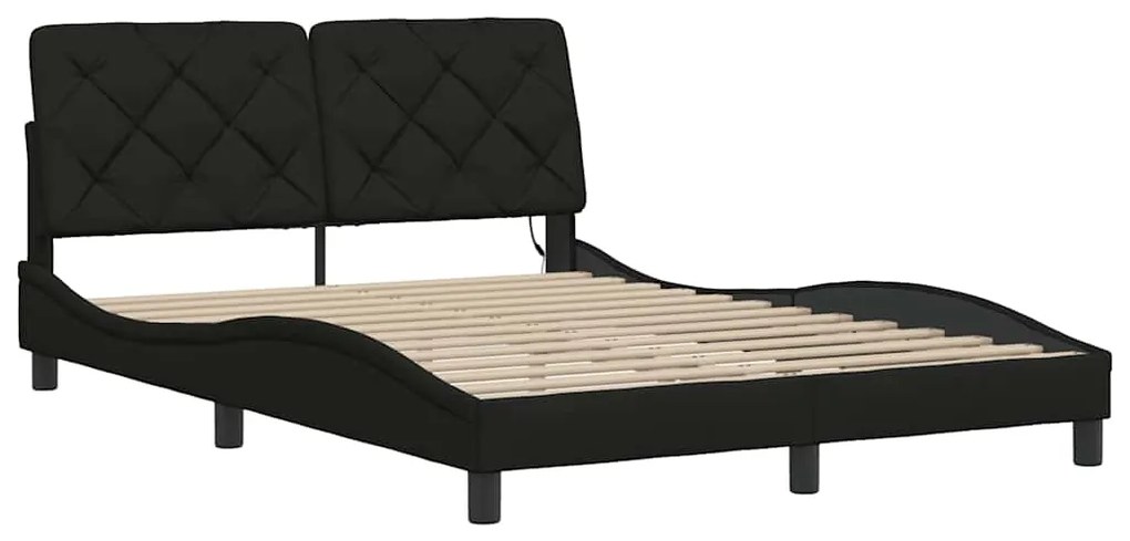 Estrutura de cama com LED sem colchão 120x200 cm tecido preto