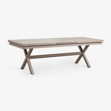 Rectangular Extensible Garden Table In Aluminum Karena Moka Brown & 240 - 300 X 100 Cm - Sklum