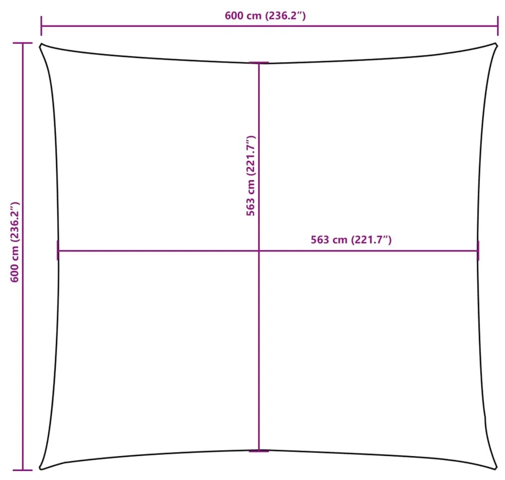 Para-sol vela tecido oxford quadrado 6x6 m cinzento-acastanhado