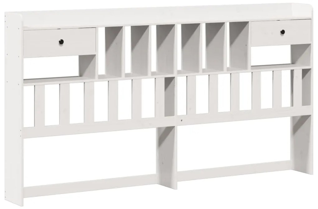 Cama com estante sem colchão 180x200 cm pinho maciço branco