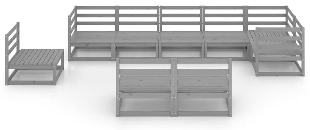 9 pcs conjunto lounge de jardim pinho maciço cinzento