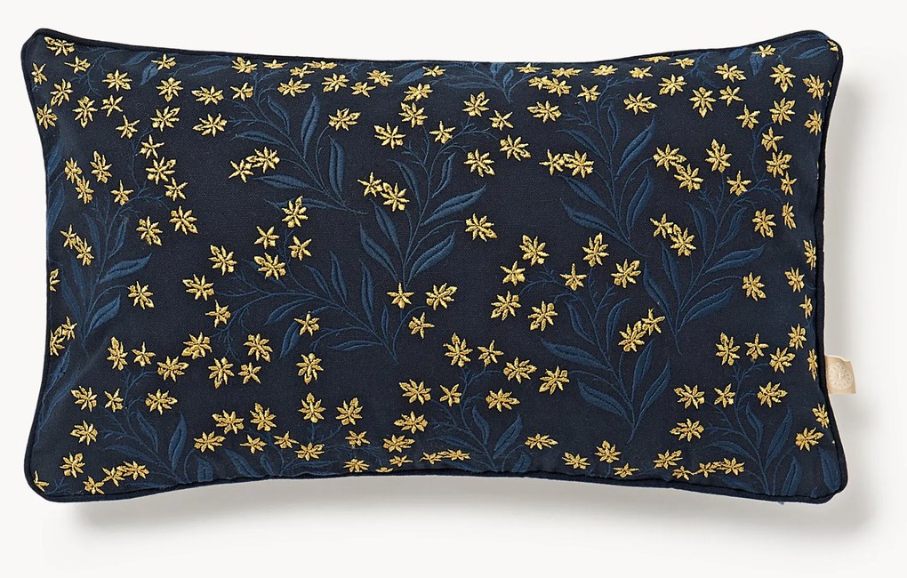 Almofada artesanal reversível com padrão floral e riscas Audrey