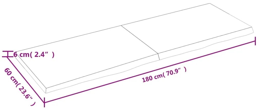 Prateleira de parede 180x60x6cm carvalho tratado castanho-claro