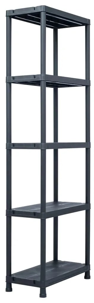 Estantes de arrumação 5 pcs preto 125 Kg 60x30x180 cm plástico