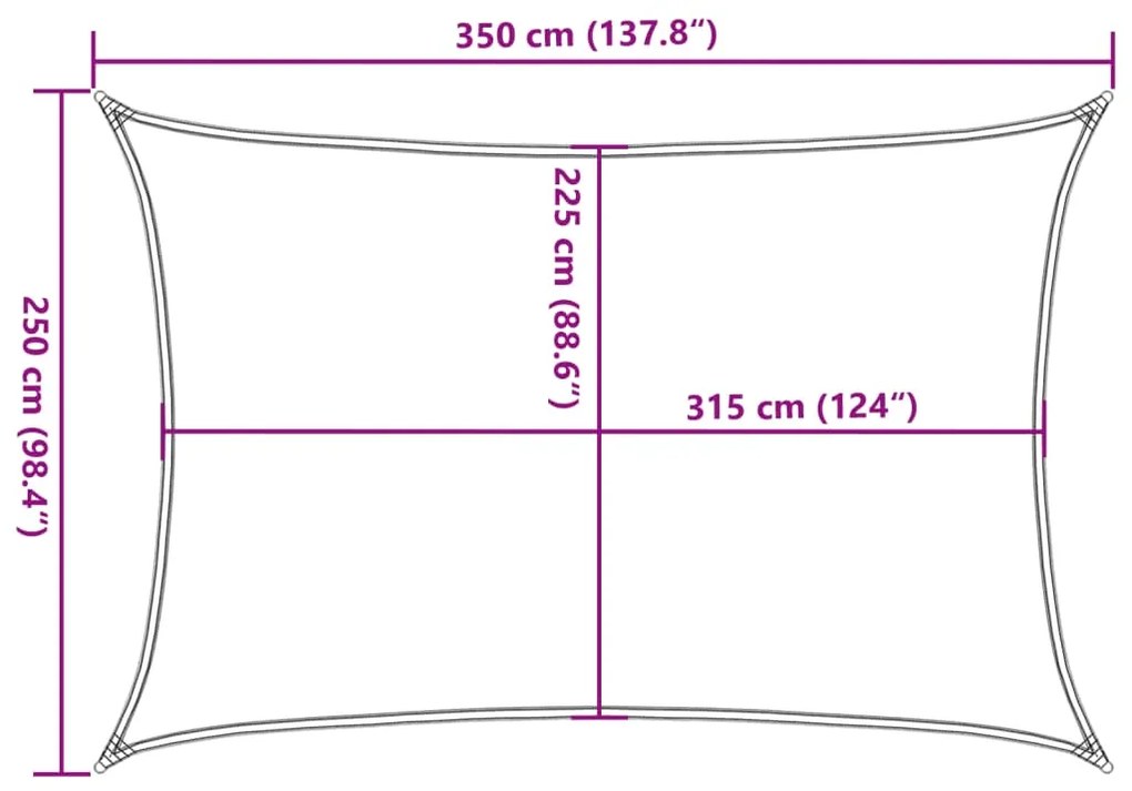 Para-sol estilo vela 160 g/m² 2,5x3,5 m vermelho